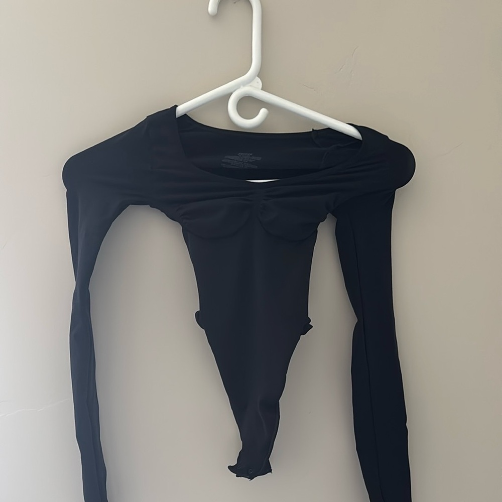 Black SKIMS Long Sleeve Bodysuit